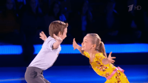 two kids ice skating